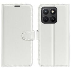 Custodia per telefono in pelle con texture litchi e supporto per Honor X8c (bianca)