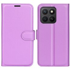 Custodia per telefono in pelle con flip orizzontale e texture Litchi per Honor X8c con supporto (viola)