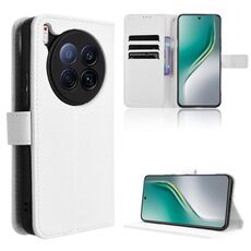 Custodia in pelle con texture a diamante per Tecno Camon 40 Premier 5G (bianca)