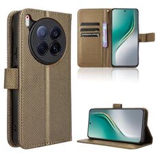 Custodia in pelle con texture a diamante per Tecno Camon 40 Premier 5G (marrone)