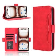 Custodia in pelle con texture di vitello per Umidigi Note 100 / Note 100A e slot per carte (rossa)