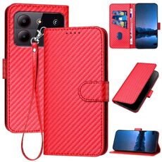 Custodia in pelle con fibbia in fibra di carbonio per ZTE Blade A54 YX0070 e cordino (rosso)