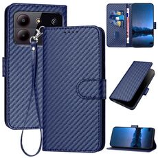 Custodia per telefono in pelle con fibbia in fibra di carbonio e cordino per ZTE Blade A54 YX0070 (blu reale)