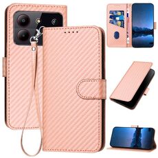Custodia in pelle con fibbia in fibra di carbonio per ZTE Blade A54 YX0070 e cordino (rosa)