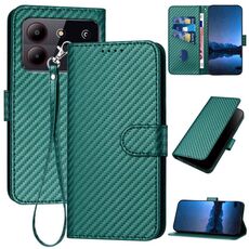 Custodia per telefono in pelle con fibbia in fibra di carbonio e cordino per ZTE Blade A54 YX0070 (verde scuro)