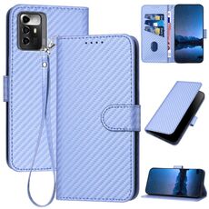 Custodia in pelle con fibbia in fibra di carbonio e cordino per ZTE Blade A72 5G YX0070 (viola chiaro)