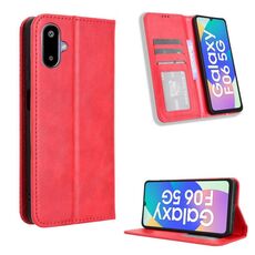 Custodia in pelle con texture retrò e fibbia magnetica per Samsung Galaxy F06 5G / M06 5G (rossa)