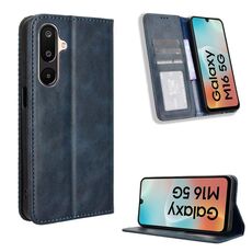 Custodia in pelle con texture retrò e fibbia magnetica per Samsung Galaxy F16 5G / M16 5G (blu)