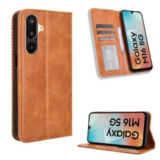 Custodia in pelle con texture retrò e fibbia magnetica per Samsung Galaxy F16 5G / M16 5G (marrone)