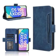 Custodia in pelle con texture di vitello effetto pelle di vitello per Samsung Galaxy F06 5G / M06 5G (blu)