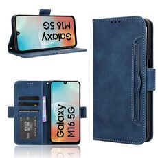Custodia in pelle con texture in vitello effetto pelle di vitello per Samsung Galaxy F16 5G / M16 5G (blu)