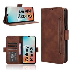 Custodia in pelle con texture di vitello effetto pelle di vitello per Samsung Galaxy F16 5G / M16 5G (marrone)