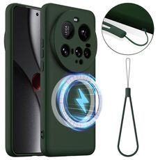 Custodia antiurto in silicone Magsafe per Xiaomi 15 Ultra (verde scuro)