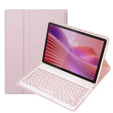 Custodia per tablet in pelle con tastiera Bluetooth con tasti rotondi staccabili ultrasottili YAM29 per Lenovo Tab 10.1 / ZhaoYang K10C 10.1 (rosa e bianco)