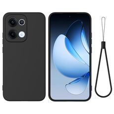 Custodia antiurto in silicone liquido color puro per OPPO Reno13 5G Global (nera)