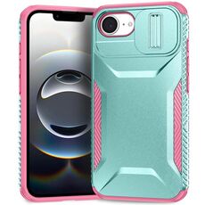 Custodia per telefono scorrevole Camshield per iPhone 16e (rosa + grigio verde)