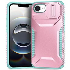 Custodia per telefono scorrevole Camshield per iPhone 16e (grigio verde + rosa)