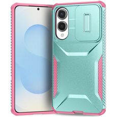 Custodia per telefono con schermo scorrevole Camshield per Samsung Galaxy S25 Edge 5G (rosa + grigio verde)