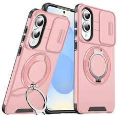Custodia per telefono con supporto ad anello scorrevole Camshield per Samsung Galaxy S25 Edge 5G (rosa)