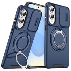 Custodia per telefono con supporto ad anello scorrevole Camshield per Samsung Galaxy S25 Edge 5G (blu)