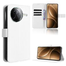 Custodia in pelle con texture a diamante per Xiaomi Poco F7 Pro 5G / F7 Ultra (bianca)