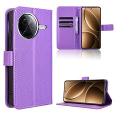 Custodia in pelle con texture a diamante per Xiaomi Poco F7 Pro 5G / F7 Ultra (viola)
