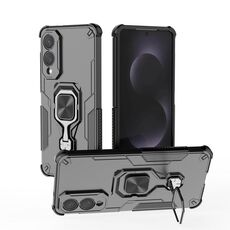 Custodia per telefono ibrida in TPU con supporto in metallo per Samsung Galaxy S25 Edge 5G (nera)