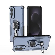 Custodia per telefono ibrida in TPU con supporto in metallo per Samsung Galaxy S25 Edge 5G (blu)