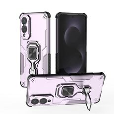 Custodia per telefono ibrida in TPU con supporto in metallo per Samsung Galaxy S25 Edge 5G (viola)