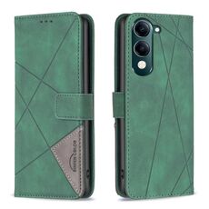 Custodia in pelle con texture a rombi con fibbia magnetica per vivo Y29S 5G Global / Y04 5G Global (verde)
