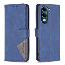 Custodia in pelle con texture a rombi e fibbia magnetica per vivo Y29S 5G Global / Y04 5G Global (blu)