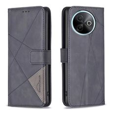 Custodia in pelle con texture a rombi e fibbia magnetica per vivo Y39 5G (nera)