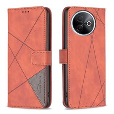 Custodia in pelle con texture a rombi e fibbia magnetica per vivo Y39 5G (marrone)