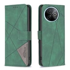 Custodia in pelle con texture a rombi e fibbia magnetica per vivo Y39 5G (verde)