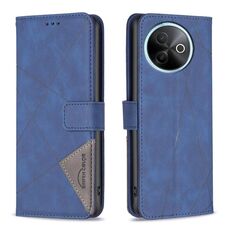 Custodia in pelle con texture a rombo con fibbia magnetica per vivo Y39 5G (blu)
