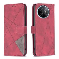 Custodia in pelle con texture a rombi e fibbia magnetica per vivo Y39 5G (rossa)