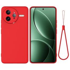 Custodia per telefono antiurto in silicone liquido a tinta unita per Xiaomi Poco F7 (rosso)
