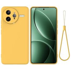 Custodia per telefono antiurto in silicone liquido a tinta unita per Xiaomi Poco F7 (giallo)