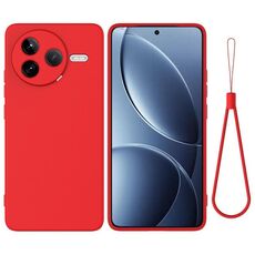 Custodia per telefono a copertura totale anti-goccia in silicone liquido tinta unita per Xiaomi Poco F7 Pro (rosso)