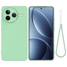 Custodia per telefono a copertura totale anti-goccia in silicone liquido tinta unita per Xiaomi Poco F7 Pro (verde)