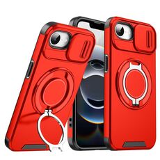 Custodia per telefono con supporto ad anello scorrevole Camshield per iPhone 16e (rosso)
