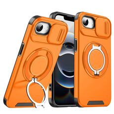 Custodia per telefono con supporto ad anello scorrevole Camshield per iPhone 16e (arancione)