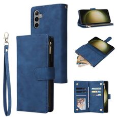 Custodia multifunzionale in pelle con cerniera smerigliata per Samsung Galaxy S23 FE 5G (blu)