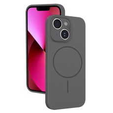 Custodia sottile in silicone liquido con foro sottile per iPhone 13 (grigio scuro)