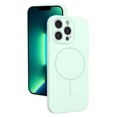 Custodia sottile in silicone liquido con foro sottile per iPhone 13 Pro Max (verde menta)