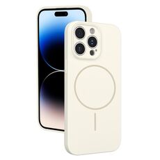 Custodia sottile in silicone liquido con foro sottile per iPhone 14 Pro (bianca)