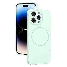 Custodia sottile in silicone liquido con foro sottile per iPhone 14 Pro Max (verde menta)