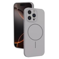 Custodia sottile in silicone liquido con foro sottile per iPhone 16 Pro (grigio titanio)