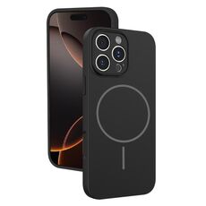 Custodia sottile in silicone liquido con foro sottile per iPhone 16 Pro (nero)