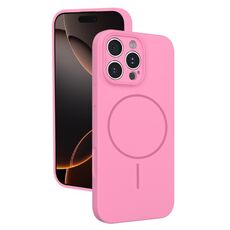Custodia sottile in silicone liquido con foro sottile per iPhone 16 Pro (rosa)